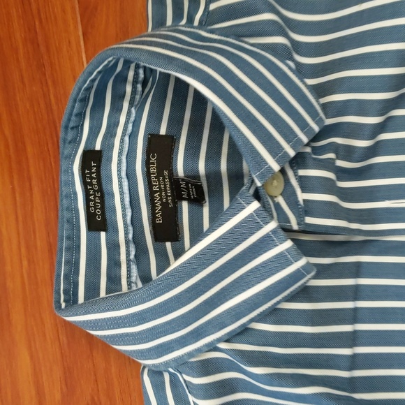 Banana Republic Cotton Blue Striped Button Up Shirt - Picture 3 of 7